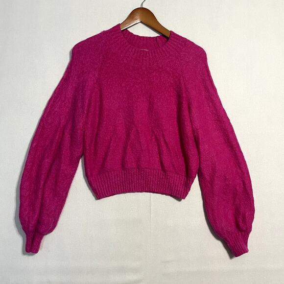 Show Me Your Mumu Hot Pink Fuzzy Sweater V-Neck Pullover - Size XS - Picture 2 of 7